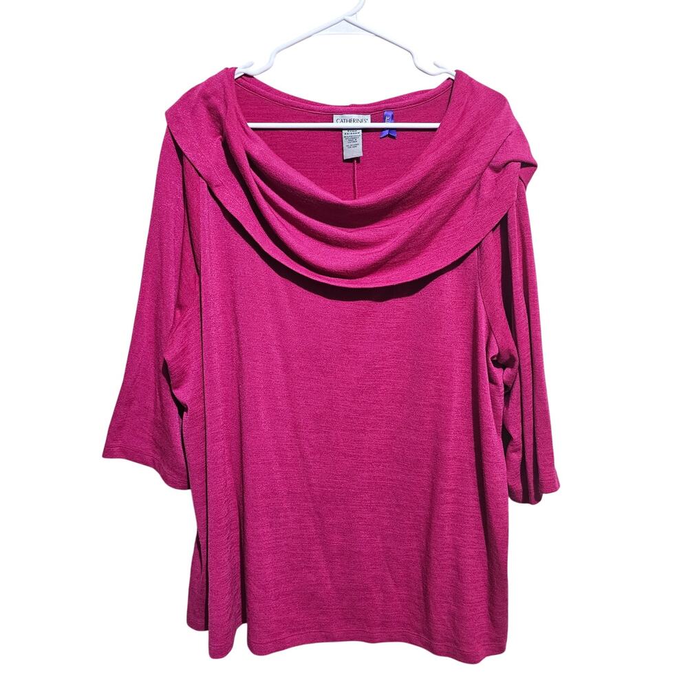 Catherines Sweater Womens Plus Size 2XWP Petite 22/24wp Cowl Neck Pink Top (960)